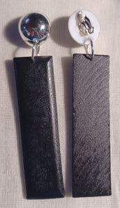 Clip on  Handmade Abstract Geometric Design  Wooden Earrings Kargo Fresh