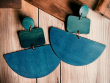 Load image into Gallery viewer, Clip on  Handmade Abstract Geometric Design  Wooden Earrings Kargo Fresh

