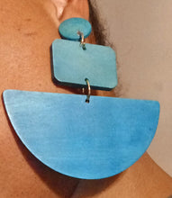 Load image into Gallery viewer, Clip on  Handmade Abstract Geometric Design  Wooden Earrings Kargo Fresh
