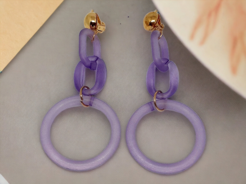 Clip on  Handmade Acrylic Hoop Earrings Kargo Fresh