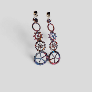 Clip on Handpainted Clock Wheel Earrings Kargo Fresh