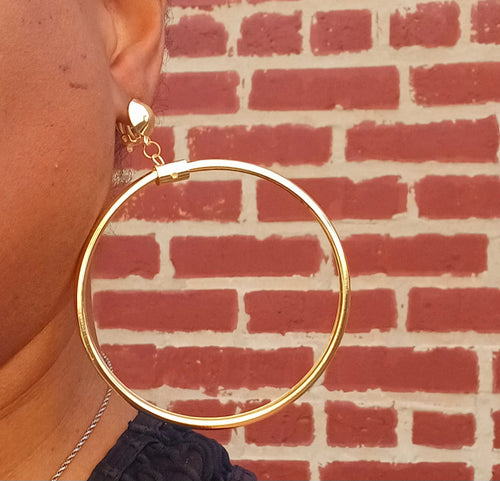 Clip on Large gold Hoop Earrings Kargo Fresh