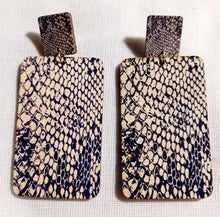 Load image into Gallery viewer, Clip on Large wooden snake print earrings Kargo Fresh
