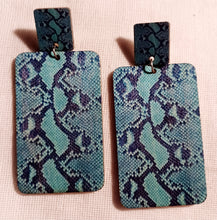 Load image into Gallery viewer, Clip on Large wooden snake print earrings Kargo Fresh
