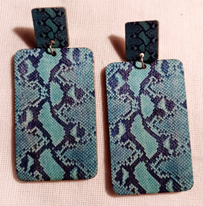 Clip on Large wooden snake print earrings Kargo Fresh