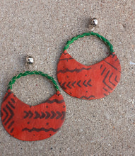 Load image into Gallery viewer, Clip on Leather Fulani Basket Earrings Kargo Fresh
