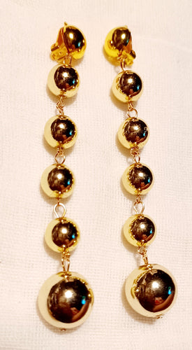 Clip on Long Metal Ball Dangle Earrings Kargo Fresh