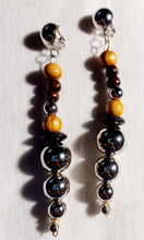 Load image into Gallery viewer, Clip on Long Metal and wood Ball Dangle Earrings Kargo Fresh
