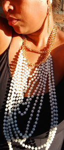 Clip on Long faux pearl and chain necklace set Kargo Fresh