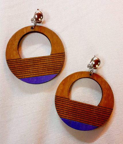 Clip on Minimalist Wooden Hoop Earrings Kargo Fresh