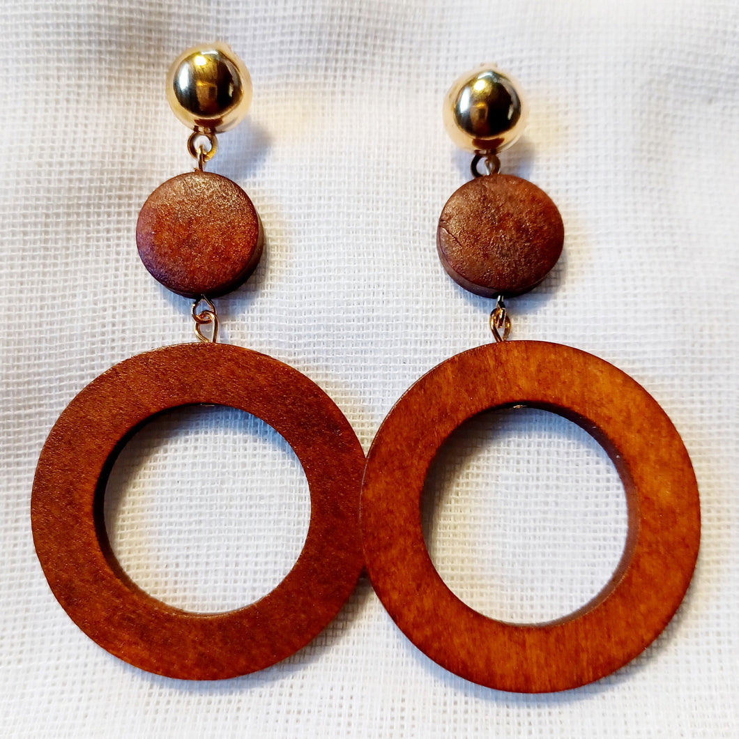 Clip on Minimalist Wooden Hoop Earrings Kargo Fresh