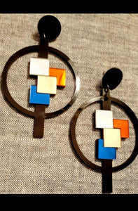 Clip on Mirrored Acrylic Pop Art 3D Design Earrings Kargo Fresh