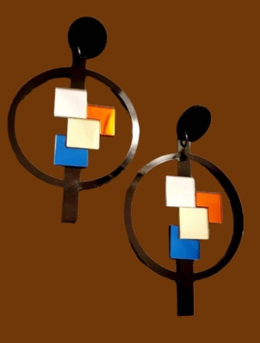 Clip on Mirrored Acrylic Pop Art 3D Design Earrings Kargo Fresh