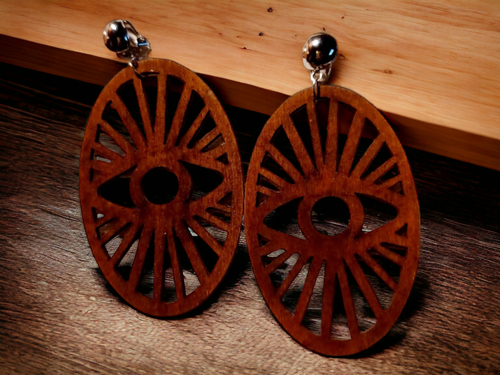 Clip on Natural Eye of Horus Wooden Earrings Kargo Fresh