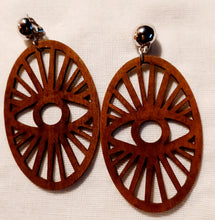 Load image into Gallery viewer, Clip on Natural Eye of Horus Wooden Earrings Kargo Fresh
