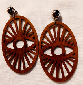 Clip on Natural Eye of Horus Wooden Earrings Kargo Fresh