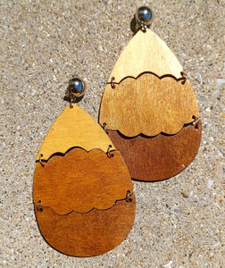 Clip on Natural Wood Accordion Earrings Kargo Fresh