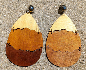 Clip on Natural Wood Accordion Earrings Kargo Fresh