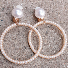 Load image into Gallery viewer, Clip on Pearl Hoop Earrings Kargo Fresh
