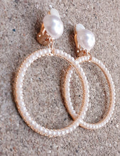 Load image into Gallery viewer, Clip on Pearl Hoop Earrings Kargo Fresh
