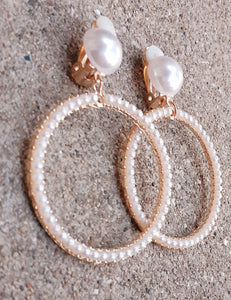 Clip on Pearl Hoop Earrings Kargo Fresh