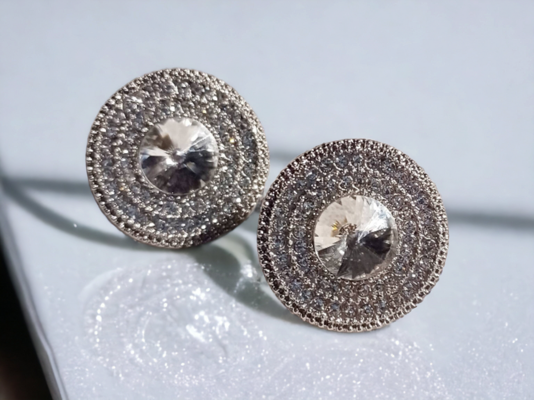 Clip on Rhinestone Cluster  Stud Earrings silver Kargo Fresh