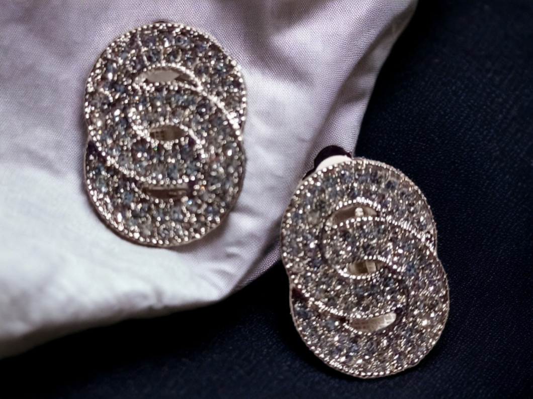 Clip on Rhinestone Cluster  Stud Earrings silver Kargo Fresh