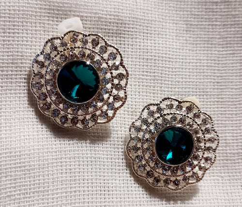 Clip on Rhinestone Cluster  Stud Earrings silver Kargo Fresh