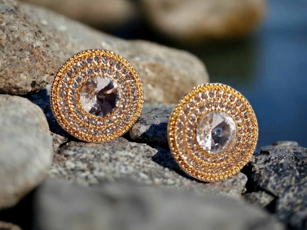 Clip on Rhinestone Cluster  Stud Earrings silver Kargo Fresh