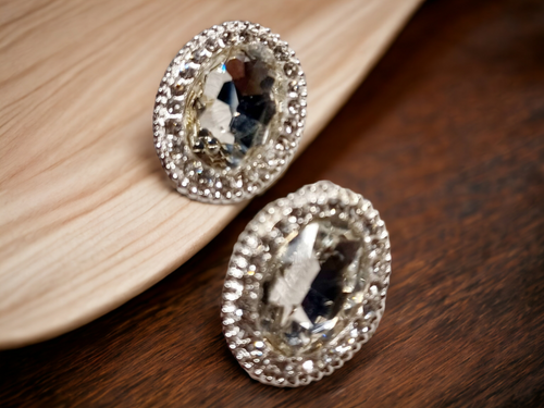 Clip on Rhinestone Cluster  Stud Earrings silver Kargo Fresh