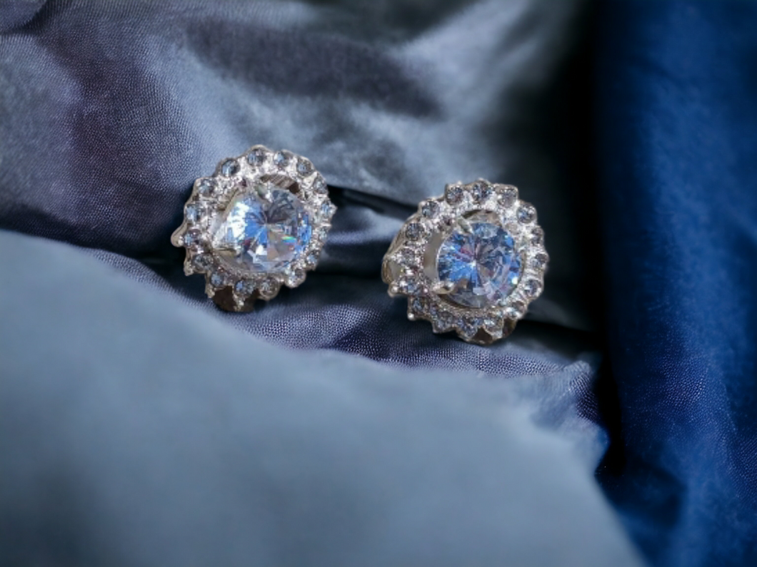 Clip on Rhinestone Cluster  Stud Earrings silver Kargo Fresh