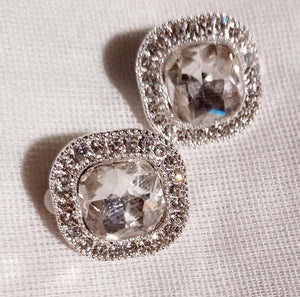 Clip on Rhinestone Cluster  Stud Earrings silver Kargo Fresh