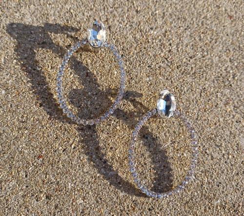 Clip on  Rhinestone Hoop Earrings Kargo Fresh