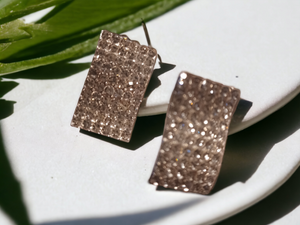 Clip on Rhinestone Square Cluster Stud Earrings silver Kargo Fresh