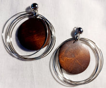 Load image into Gallery viewer, Clip on Wood and  Silver multi hoop earrings Kargo Fresh
