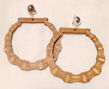 Load image into Gallery viewer, Clip on Wooden Bamboo Hoop Earrings Kargo Fresh
