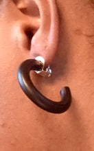 Load image into Gallery viewer, Clip on Wooden Hoop Earrings black Kargo Fresh
