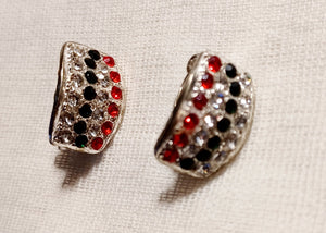 Clip on chunky Rhinestone Cluster  Stud Earrings silver Kargo Fresh