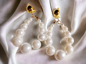 Clip on faux pearl hoop Earrings Kargo Fresh