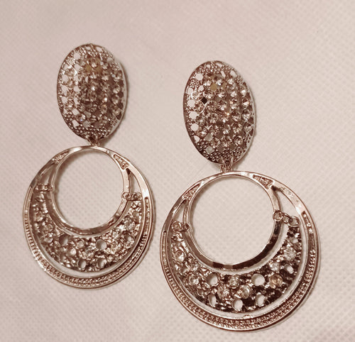 Clip on handmade Rhinestone Hoop Earrings Kargo Fresh