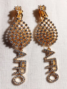 Clip on handmade Rhinestone statement Earrings Kargo Fresh