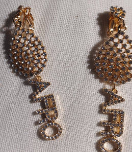Clip on handmade Rhinestone statement Earrings Kargo Fresh