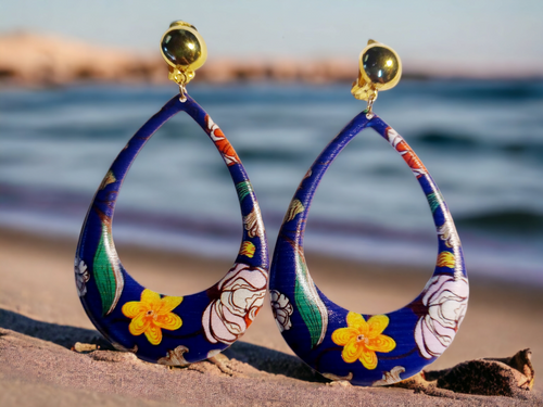 Clip on metal boho floral hoops Kargo Fresh