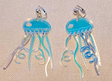 Load image into Gallery viewer, Clip on pop art acrylic jellyfish earrings Kargo Fresh
