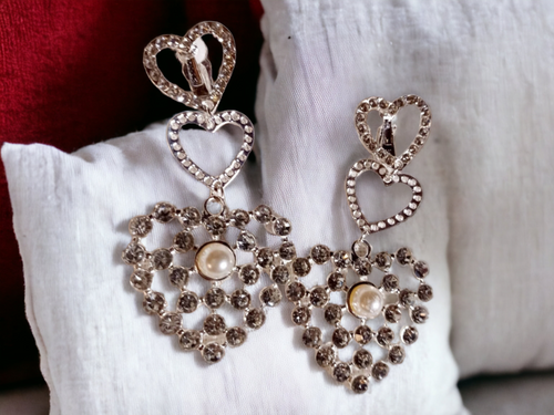 Clip on rhinestone heart earrings Kargo Fresh