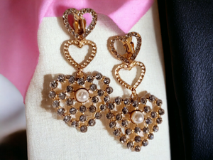 Clip on rhinestone heart earrings Kargo Fresh