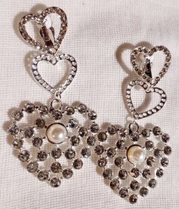 Clip on rhinestone heart earrings Kargo Fresh