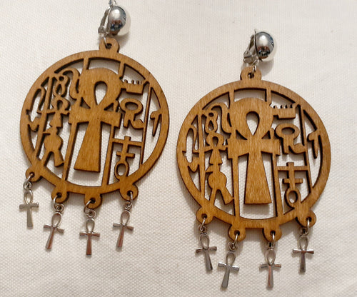 Clip on wooden Ankh Earrings Kargo Fresh