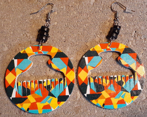 Colorful Afrocentric Afro Pick Earrings Kargo Fresh