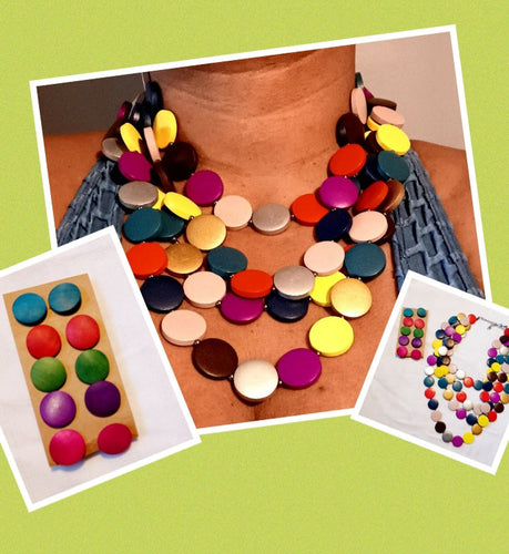 Colorful Wooden necklace and earrings set Kargo Fresh